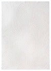 Tapis Lavable A Poils Longs En Velours Creme A Motifs Circulaires 5'x7'