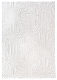 Tapis Lavable A Poils Longs Motif Vagues Blanc Perle 8'x10'