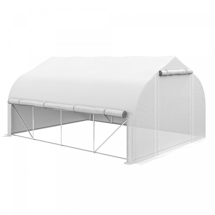 Outsunny Serre Polytunnel 13 X 9,8 Pi, Parois Laterales Enroulables Zippees
