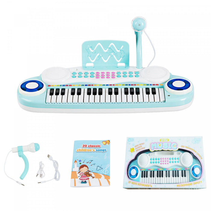 Costway Clavier Piano Electronique 37 Touches, Instrument de Musique - Bleu