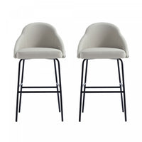 Tabouret de bar moderne en metal et tissu Gracie, gris pierre et noir - Lot de 2