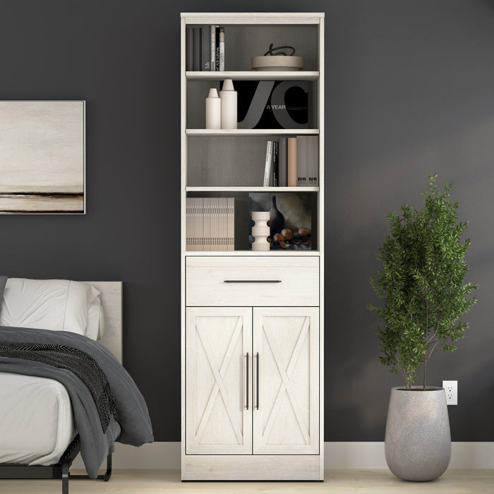 Organisateur de garde-robe Key West de Bestar de 25 po (L) avec tiroir et portes - blanc chêne lin