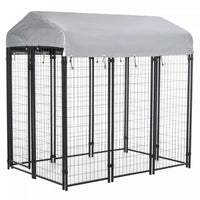 Pawhut 6' X 4' X 6' Grand Chenil Exterieur En Acier Avec Toit En Toile Oxford Resistant Aux Uv Et Ve