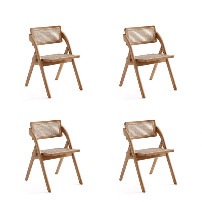 Chaise pliante en bois style industriel chic Lambinet, coloris naturel - Lot de 4