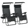 Chaise Longue Pliable 2 Pieces Outsunny Avec Auvent, Noire