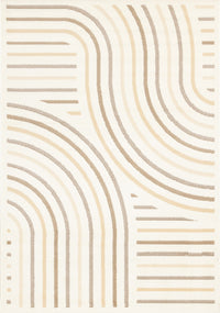  Tapis Florence a motifs de lignes courbes creme, beige et brun, 2'7