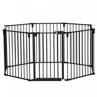 Pawhut Barriere De Securite Pour Animaux Pliable Extensible Modulable 8 Panneaux Avec Porte 190