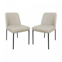  Chaise laterale contemporaine Loft en cuir vegetalien et metal, gris pierre - Lot de 2