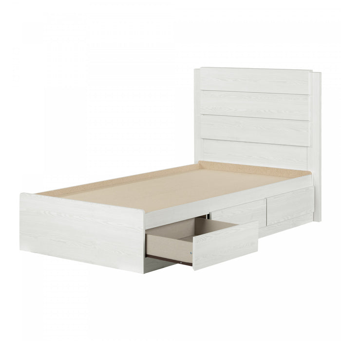 Arlen Ensemble Lit Matelot 3 Tiroirs Et Tete De Lit - Pin Blanc