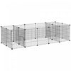 Pawhut Cage Pour Petits Animaux A 18 Panneaux, Parc Pour Animaux De Compagnie Avec Portes, Cage Pour Cochon D'inde, Cour Metallique Portable Pour Herissons A L'interieur, 69\" X 28\" X 18\"