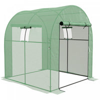 Outsunny Serre Tunnel De 6' X 6' X 6,6' Avec Portes Et Fenetres En Maille, Serre Sans Rendez-vous Av