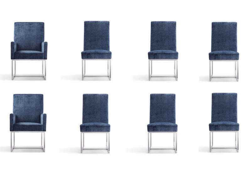 Ensemble moderne de salle a manger Element, 8 chaises, bleu