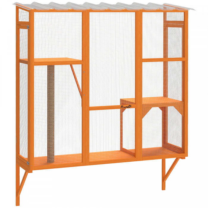 Boite Fenetre Catio Exterieure pour 2-3 Grands Chats, Orange