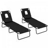 Outsunny 2pcs Chaise Longue Reglable, Chaise Longue Pliante Pour Le Jardin