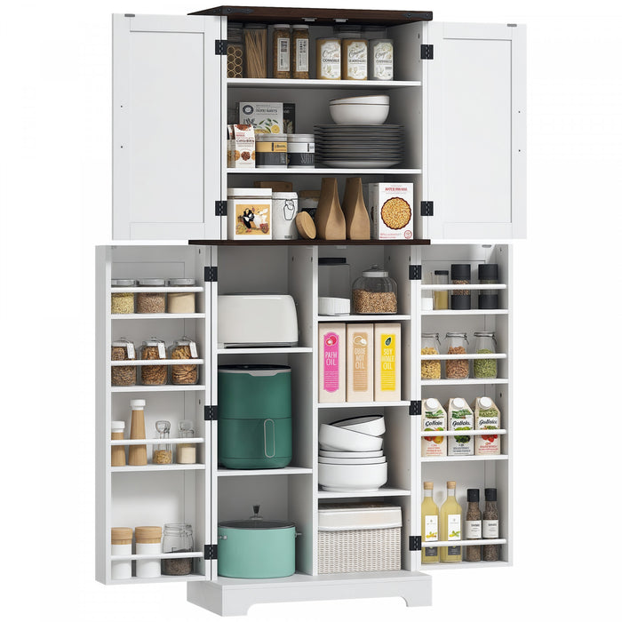 HOMCOM Armoire de cuisine, garde-manger de 64 po avec tablettes reglables