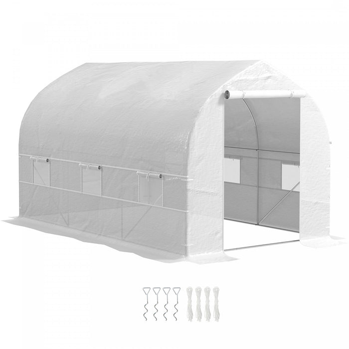 Outsunny Serre Tunnel Portable 11,5' X 6,6' X 6,6', Blanc