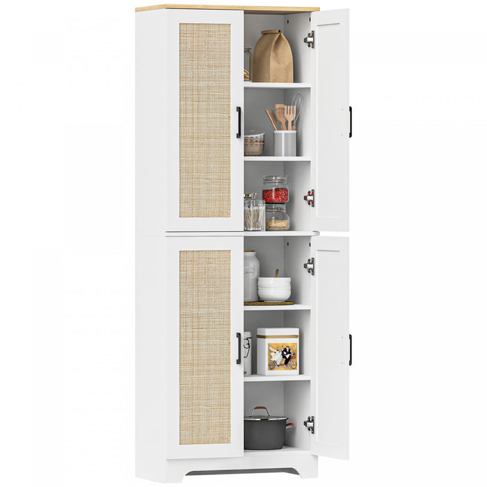 HOMCOM Garde-manger de cuisine avec 4 portes et etageres reglables, blanc