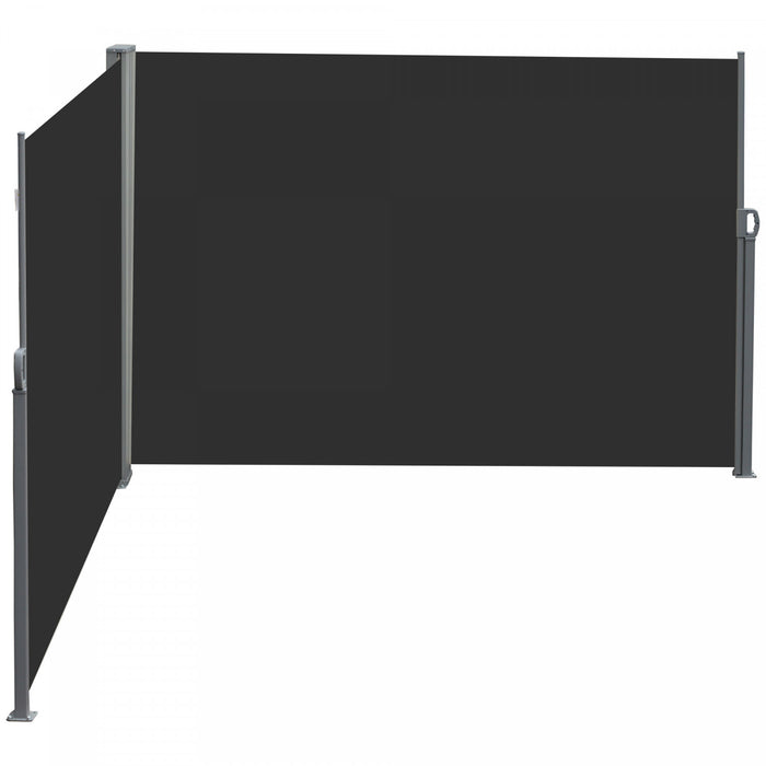 Outsunny Auvent Lateral Retractable Double Paravent De Terrasse, Noir
