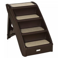 Pawhut Escalier Pour Chien Portable A 4 Niveaux, Rampe Pliable Pour Chiens, Escaliers Pour Chats, Av