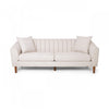 Sofa De Format Condo Taylor De 84,5 Po, Tissu aspect lin, Pattes En Bois - Beige Blanc