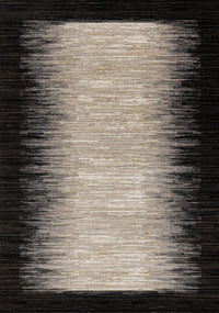 Carpette dense Amelia noire et beige à motif de bordure - 5 pi 3 po x 7 pi 7 po