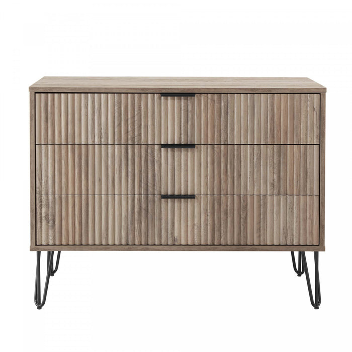 Commode Dumbo Moderne 35\" a rainures en gris rustique (3 tiroirs)