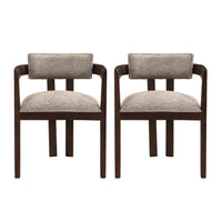 Evelyn Ensemble de 2 chaises de salle a manger en bois de caoutchouc avec accoudoirs et assise rembourree, expresso