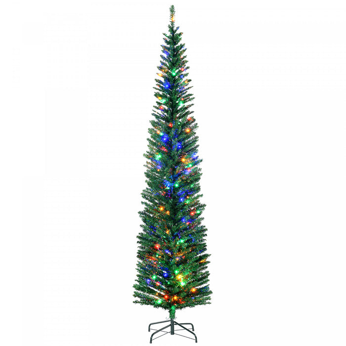 Homcom Arbre De Noel Artificiel De 7,5 Pi Avec Lumieres Led Colorees