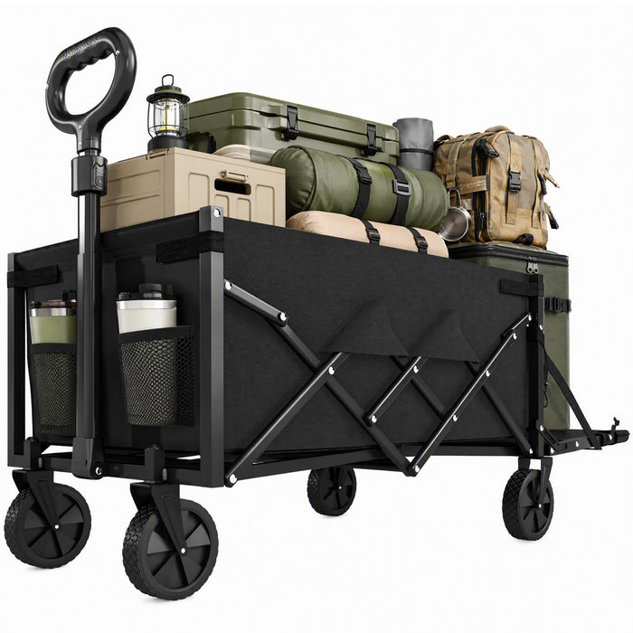 Outsunny Chariot Pliable de 60L avec Roues, Noir