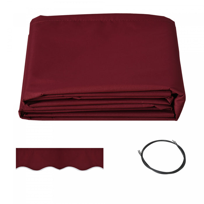 Outsunny 12' X 10' Toile De Store Retractable De Remplacement Pour Parasol Exterieur, Protection Contre Les Uv, Rouge Vin.