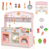 Cuisine Et Restaurant 2 En 1 Pour Enfants, Cuisine De Jeu Double Face Avec Cuisiniere, Four A Rotir, Barbecue, Auvent Reglable Et Robinet En Bois, Jeu De Role Pour Enfants De 3 A 8 Ans