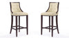 Tabouret de bar traditionnel en bois avec assise rembourree creme Fifth Avenue - Lot de 2