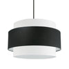 Petit lustre Priya de Dainolite avec abat-jour noir et blanc, fini noir mat et 4 ampoules