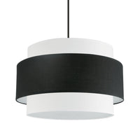 Petit lustre Priya de Dainolite avec abat-jour noir et blanc, fini noir mat et 4 ampoules