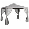 Outsunny Tente D'auvent De Pavillon De Patio De 12' Avec Filet, Gris Clair