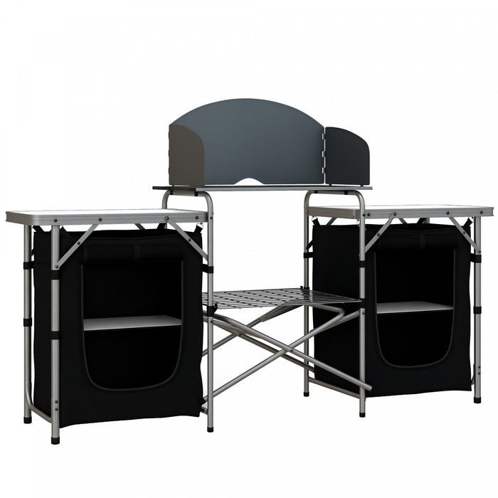 Outsunny Table de cuisine de camping pliante, cadre en aluminium