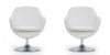 Fauteuil lounge pivotant moderne Caisson en tissu blanc - Lot de 2