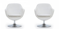  Fauteuil lounge pivotant moderne Caisson en tissu blanc - Lot de 2