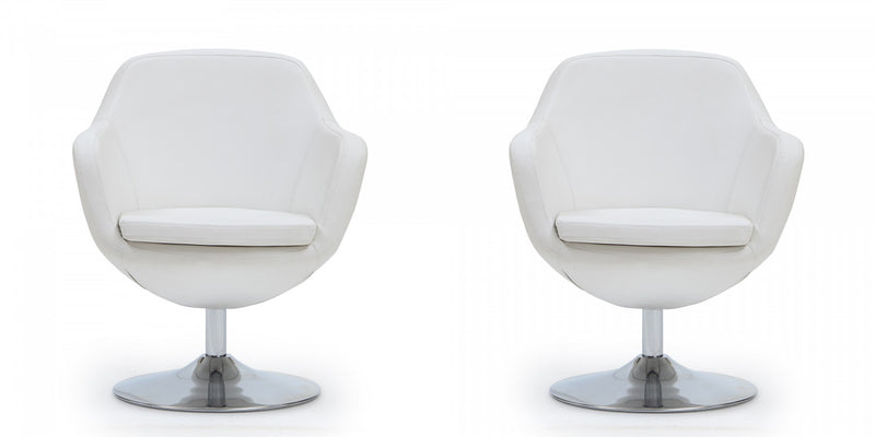 Fauteuil lounge pivotant moderne Caisson en tissu blanc - Lot de 2