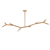 Luminaire suspendu horizontal Morgan de Dainolite avec fini laiton vieilli et 8 ampoules