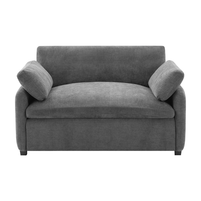 Fauteuil d’appoint surdimensionne Olivia avec coussins, gris