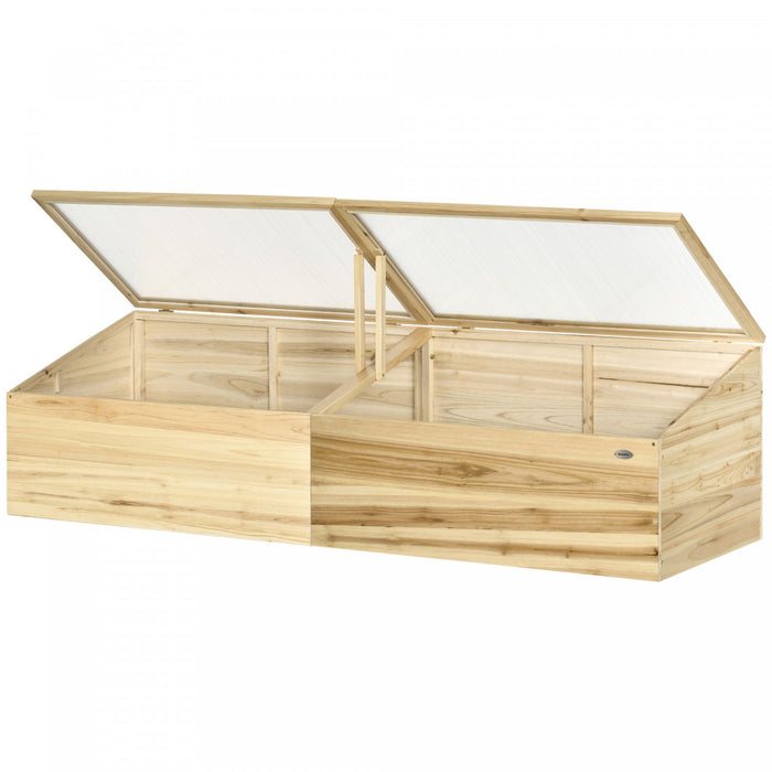 Outsunny Cadre Froid En Bois Avec Toit Ouvrant, Mini-serre, Naturel
