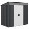 Outsunny 6.5' X 4' Remise De Stockage Exterieur Avec Fondation Au Sol, Organisateur De Stockage D'outils De Jardin En Metal Verrouillable Avec Portes Coulissantes Et Events, Pelouse, Gris Charbon
