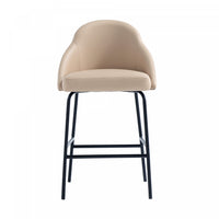  Tabouret de comptoir moderne Gracie en metal et tissu, coloris beige et noir