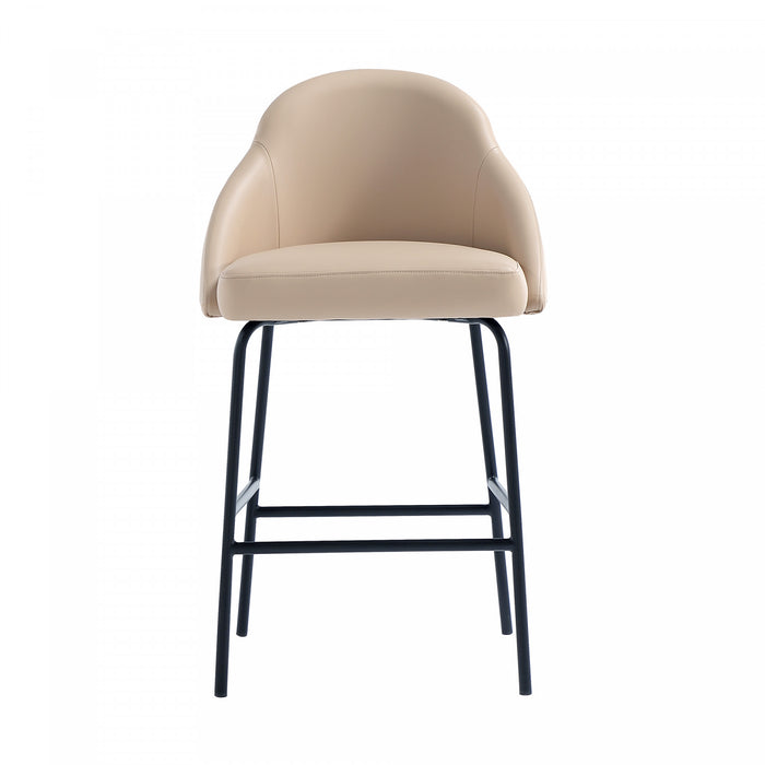 Tabouret de comptoir moderne Gracie en metal et tissu, coloris beige et noir