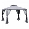 Outsunny Pavillon De Jardin Tonnelle Barnum Style Colonial Double Toit Toiles Moustiquaires Amovibles Zippees Gris