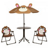 Outsunny Ensemble Table Et Chaises De Pique-nique Pour Enfants, Meubles De Jardin Pliants D'exterieur, Pour Terrasse, Arriere-cour, Avec Motif De Singe, Parasol Amovible Et Reglable En Hauteur