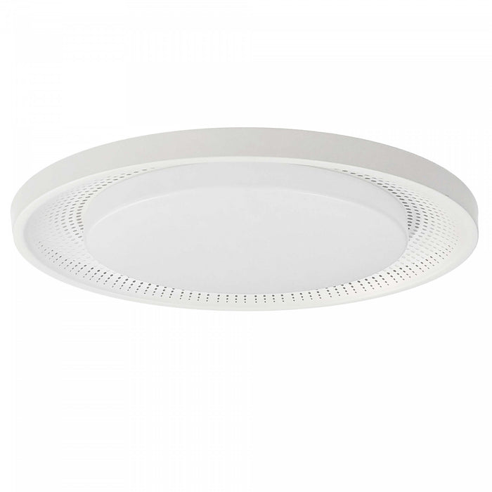 Plafonnier affleuré Boullier de Dainolite en acrylique blanc qui diffuse la lumière, avec fini blanc mat et ampoule de 30 W