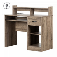  Axess Bureau de travail avec support à clavier avec Port USB Chêne vieilli, de Meubles South Shore