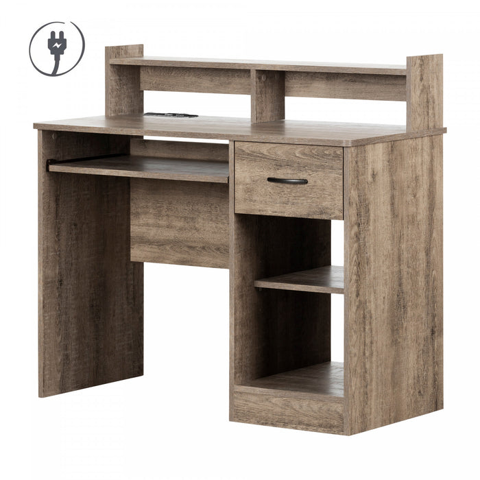 Axess Bureau de travail avec support à clavier avec Port USB Chêne vieilli, de Meubles South Shore